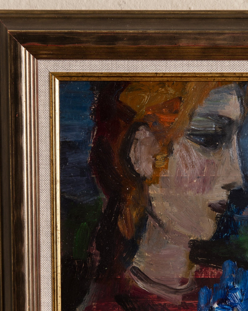 Female Portait Oil Painting by Geta, Ukraine, 1980's - Lone Fox