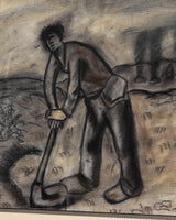 Field Worker in Charcoal, 1940's - Lone Fox