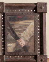 Figural Hand Painting in Unique Copper Frame - Lone Fox