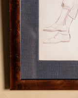 Figurative Seated Gentleman Pencil Sketch in Figured Brown Frame, 1940's - Lone Fox