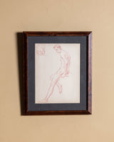 Figurative Seated Male Nude Red Pencil Sketch, France, 1930s - Lone Fox