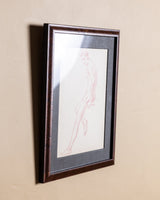 Figurative Seated Male Nude Red Pencil Sketch, France, 1930s - Lone Fox