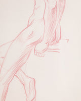 Figurative Seated Male Nude Red Pencil Sketch, France, 1930s - Lone Fox