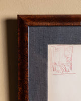 Figurative Seated Male Nude Red Pencil Sketch, France, 1930s - Lone Fox