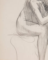 Figurative Seated Woman Pencil Sketch, France, 1930s - Lone Fox