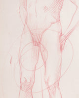 Figurative Standing Male Nude Red Pencil Sketch, 1920's - Lone Fox