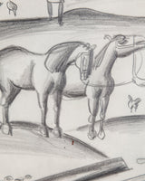 Figurative “Village Life” Horse Sketch by Alfred Hagel, Austria, 1920s - Lone Fox