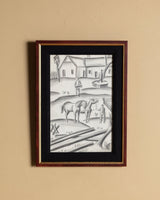 Figurative “Village Life” Horse Sketch by Alfred Hagel, Austria, 1920s - Lone Fox