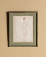 Figurative Woman in Profile Pencil Sketch, France, 1930s - Lone Fox