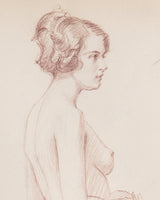 Figurative Woman in Profile Pencil Sketch, France, 1930s - Lone Fox