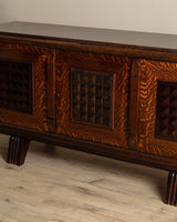 Figured Oak Lacquered Sideboard Manner of Charles Dudouyt, France, 1940's - Lone Fox