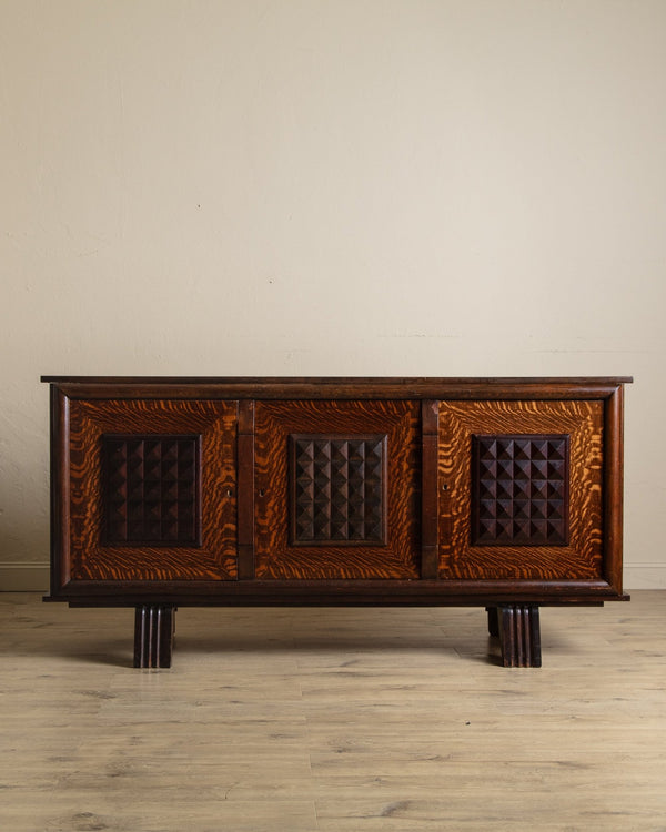 Figured Oak Lacquered Sideboard Manner of Charles Dudouyt, France, 1940's - Lone Fox