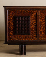 Figured Oak Lacquered Sideboard Manner of Charles Dudouyt, France, 1940's - Lone Fox
