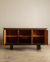 Figured Oak Lacquered Sideboard Manner of Charles Dudouyt, France, 1940's - Lone Fox