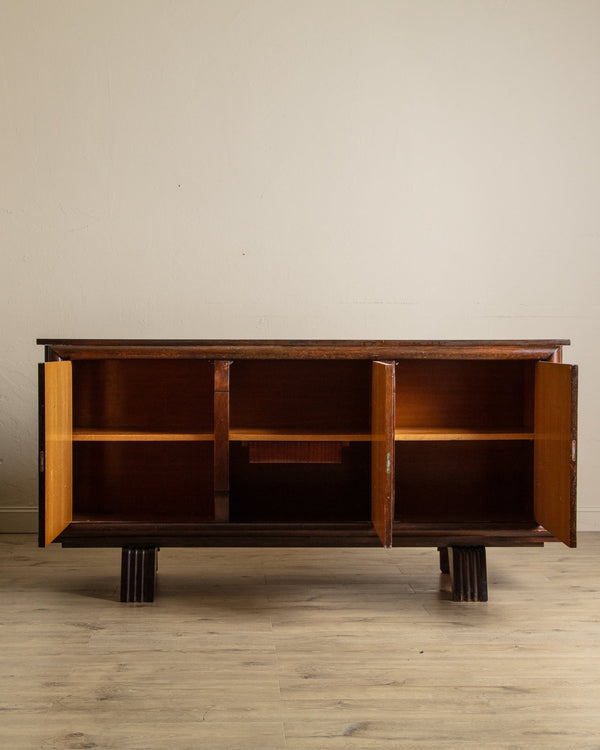 Figured Oak Lacquered Sideboard Manner of Charles Dudouyt, France, 1940's - Lone Fox