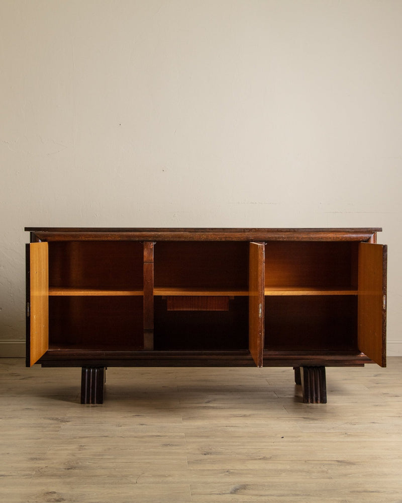 Figured Oak Lacquered Sideboard Manner of Charles Dudouyt, France, 1940's - Lone Fox