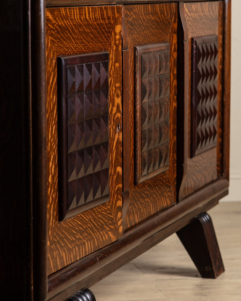 Figured Oak Lacquered Sideboard Manner of Charles Dudouyt, France, 1940's - Lone Fox