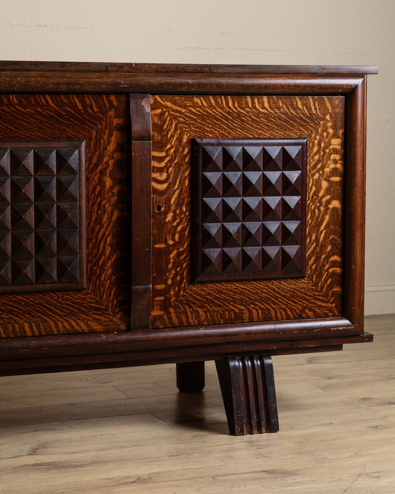 Figured Oak Lacquered Sideboard Manner of Charles Dudouyt, France, 1940's - Lone Fox