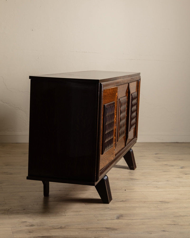 Figured Oak Lacquered Sideboard Manner of Charles Dudouyt, France, 1940's - Lone Fox
