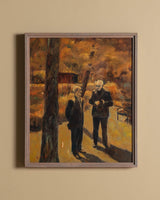 Figures in Amber Light Oil Painting, 1960's - Lone Fox