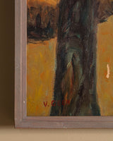 Figures in Amber Light Oil Painting, 1960's - Lone Fox