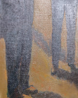 Figures in Amber Light Oil Painting, 1960's - Lone Fox