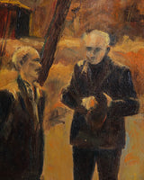 Figures in Amber Light Oil Painting, 1960's - Lone Fox