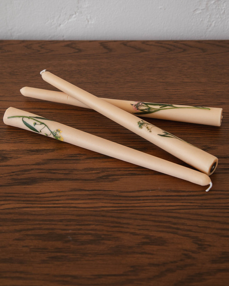 Floral Inlaid Tapered Candles (Set of 3) - Lone Fox