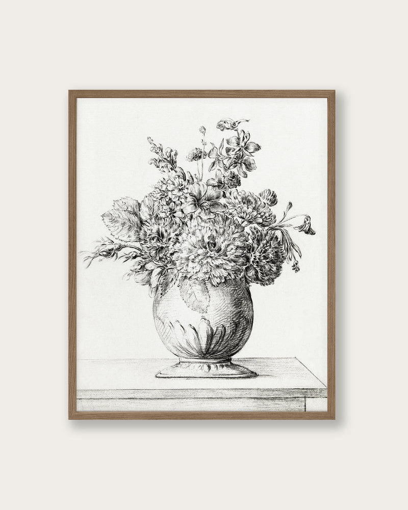 "Flowers in a Vase by Pencil" Art Print - Lone Fox