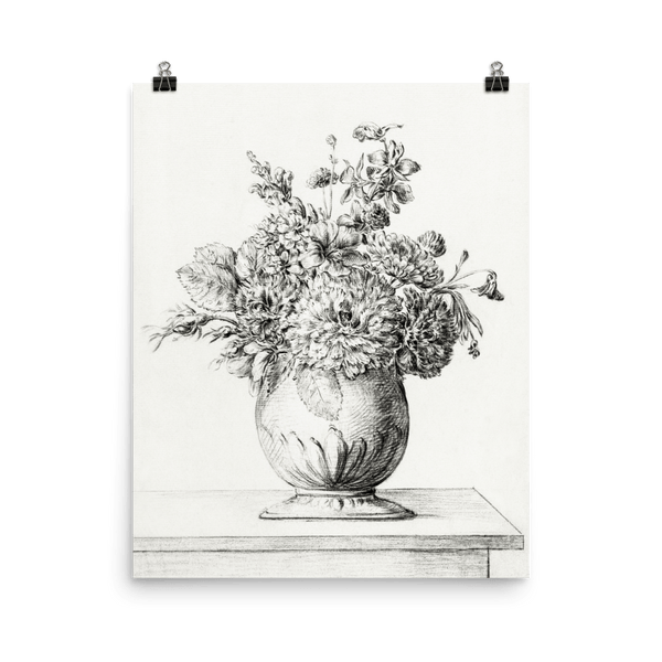 "Flowers in a Vase by Pencil" Art Print - Lone Fox