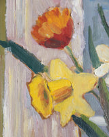 Flowers & Toy Horse Still Life Oil Painting, Sweden, 1950's - Lone Fox