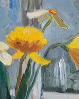 Flowers & Toy Horse Still Life Oil Painting, Sweden, 1950's - Lone Fox