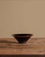 Fluted Black Studio Pottery Bowl, Signed - Lone Fox