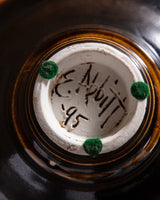 Fluted Black Studio Pottery Bowl, Signed - Lone Fox