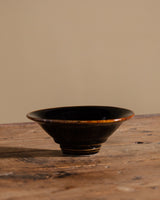 Fluted Black Studio Pottery Bowl, Signed - Lone Fox