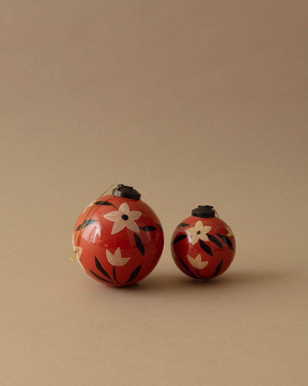 Folk Art Floral Hand - Painted Glass Ornament - Lone Fox