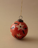 Folk Art Floral Hand - Painted Glass Ornament - Lone Fox