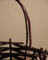 Folk Art Painted Twig Basket w/ Handle - Lone Fox