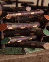 Folk Art Painted Twig Basket w/ Handle - Lone Fox