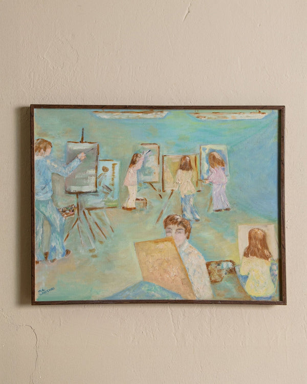 Folk Art Studio Class Oil Painting, Signed, 1970's - Lone Fox