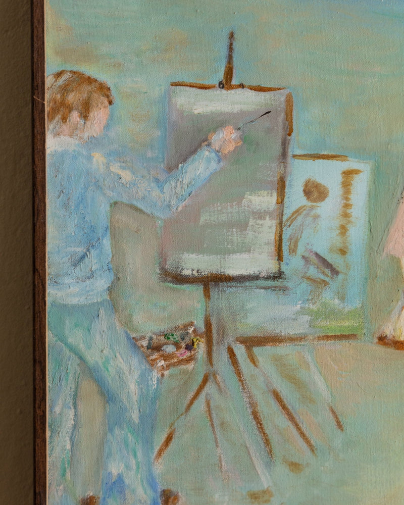 Folk Art Studio Class Oil Painting, Signed, 1970's - Lone Fox