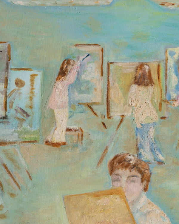 Folk Art Studio Class Oil Painting, Signed, 1970's - Lone Fox