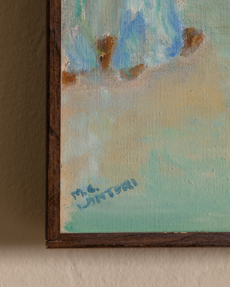 Folk Art Studio Class Oil Painting, Signed, 1970's - Lone Fox