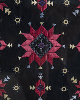 Folk Embroidered Textile in Carved Frame, American, Mid 20th Century - Lone Fox