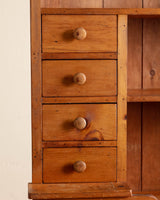 Folk Pine Stepback Hutch with Paneled Back, 1940's - Lone Fox