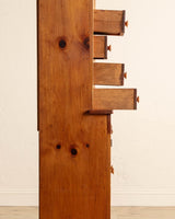 Folk Pine Stepback Hutch with Paneled Back, 1940's - Lone Fox