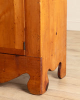 Folk Pine Stepback Hutch with Paneled Back, 1940's - Lone Fox