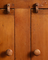 Folk Pine Stepback Hutch with Paneled Back, 1940's - Lone Fox