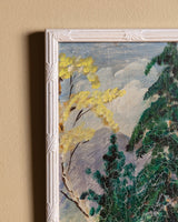 Folk-Style Mountain Cottage Oil Landscape, Signed K. Buckley - Lone Fox