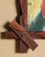 Folk-Style Red-Haired Girl Oil Portrait in Cross-Corner Frame - Lone Fox